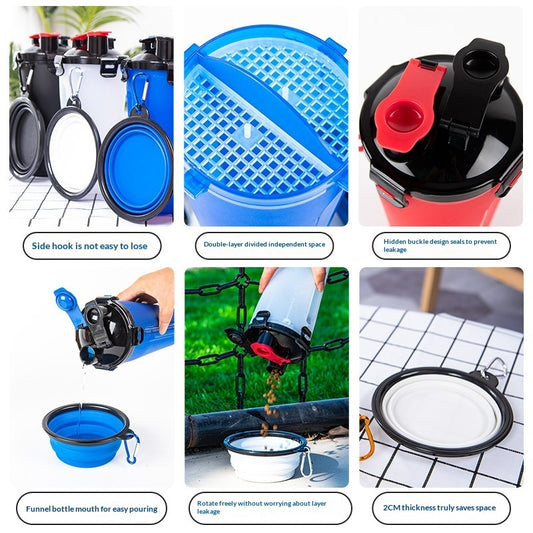 Rubber Foldable Double Bowl Pet Feeding Bowl