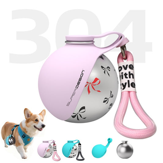 Portable Dog Water Bottle with Waste Bag Dispenser – Stainless Steel Pet Travel Drinking Cup for Walking, Hiking & Outdoor Use