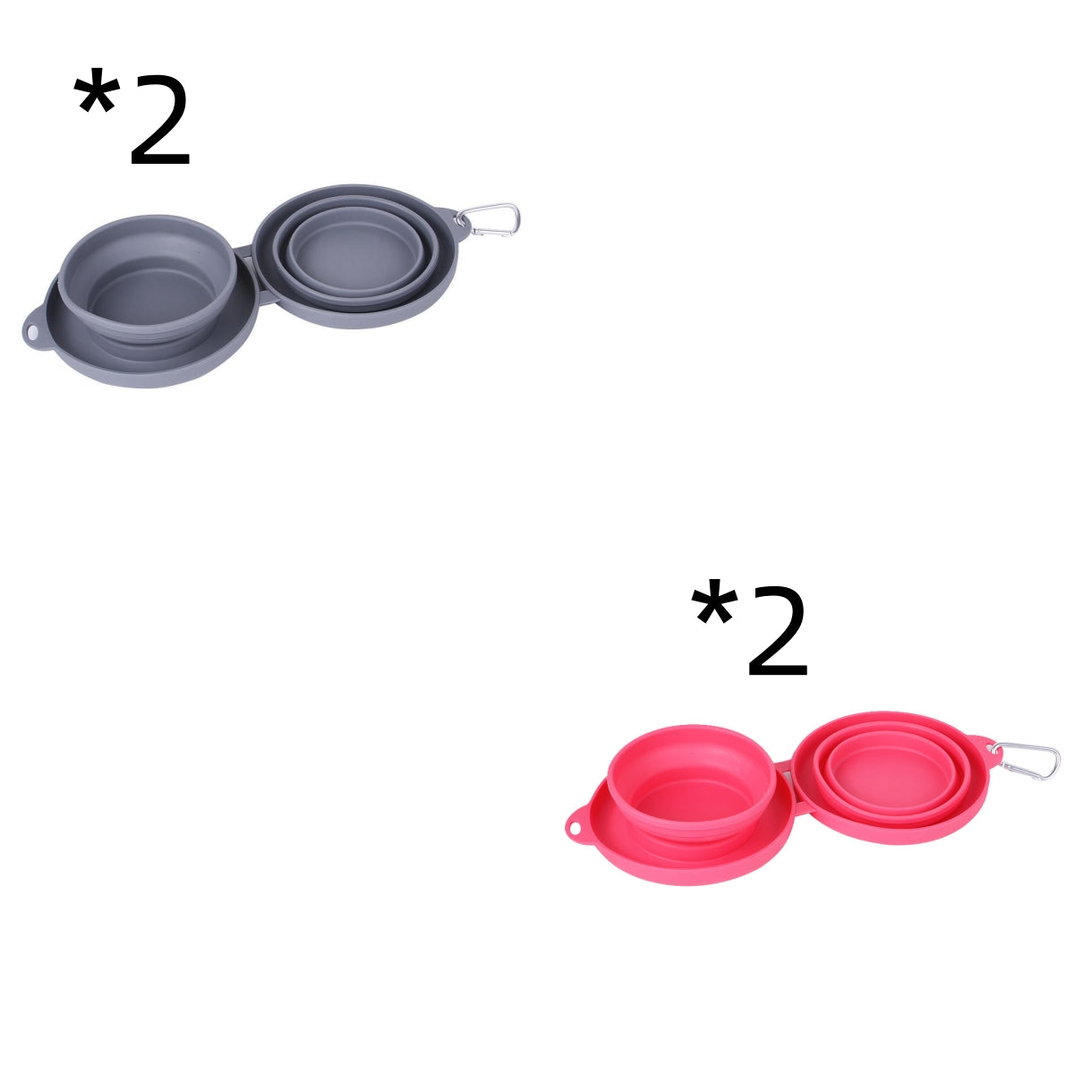 Foldable Double Dog Bowl  Portable Silicone Pet Feeding & Water Bowl Set | Non-Slip Travel Bowl for Dogs & Cats