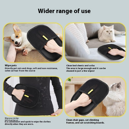 Reusable Pet Hair Removal Gloves  Double-Sided Static Grooming Gloves for Dogs & Cats | Fur Removal for Furniture, Carpet & Clothes
