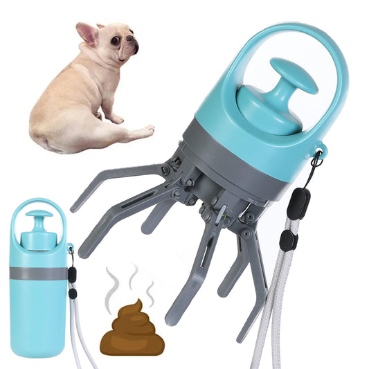 Portable Dog Pooper Scooper with Built-In Bag Dispenser  Hands Free eight Claw Pickup Tool for All Dog Sizes & All Surfaces