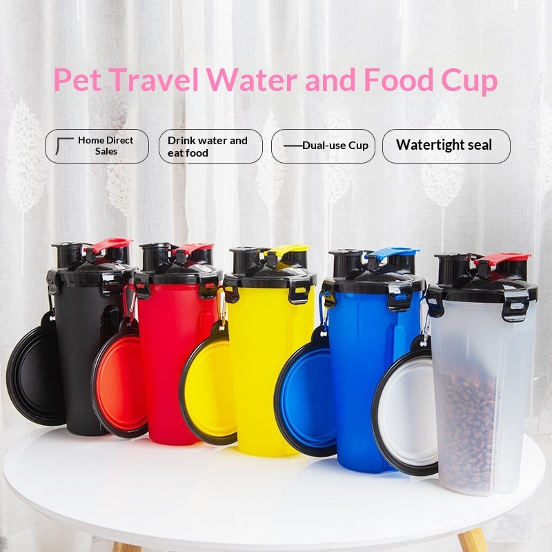 Rubber Foldable Double Bowl Pet Feeding Bowl