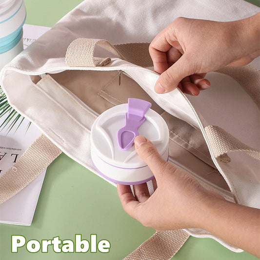 Collapsible Silicone Travel Cup with Lid  Foldable Portable Coffee & Water Mug for Camping, Office & Outdoor Use (350–500ml)