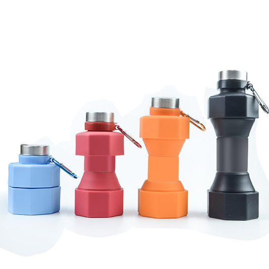Dumbbell Shape Silicone Water Bottle 650ml  Foldable Sports Gym Bottle for Fitness, Running & Outdoor Use