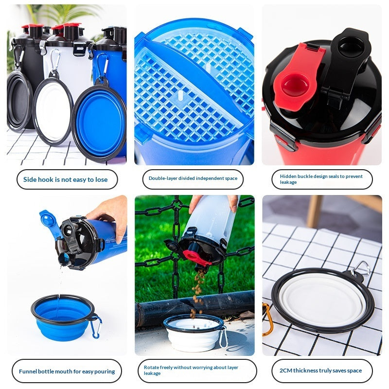 Rubber Foldable Double Bowl Pet Feeding Bowl