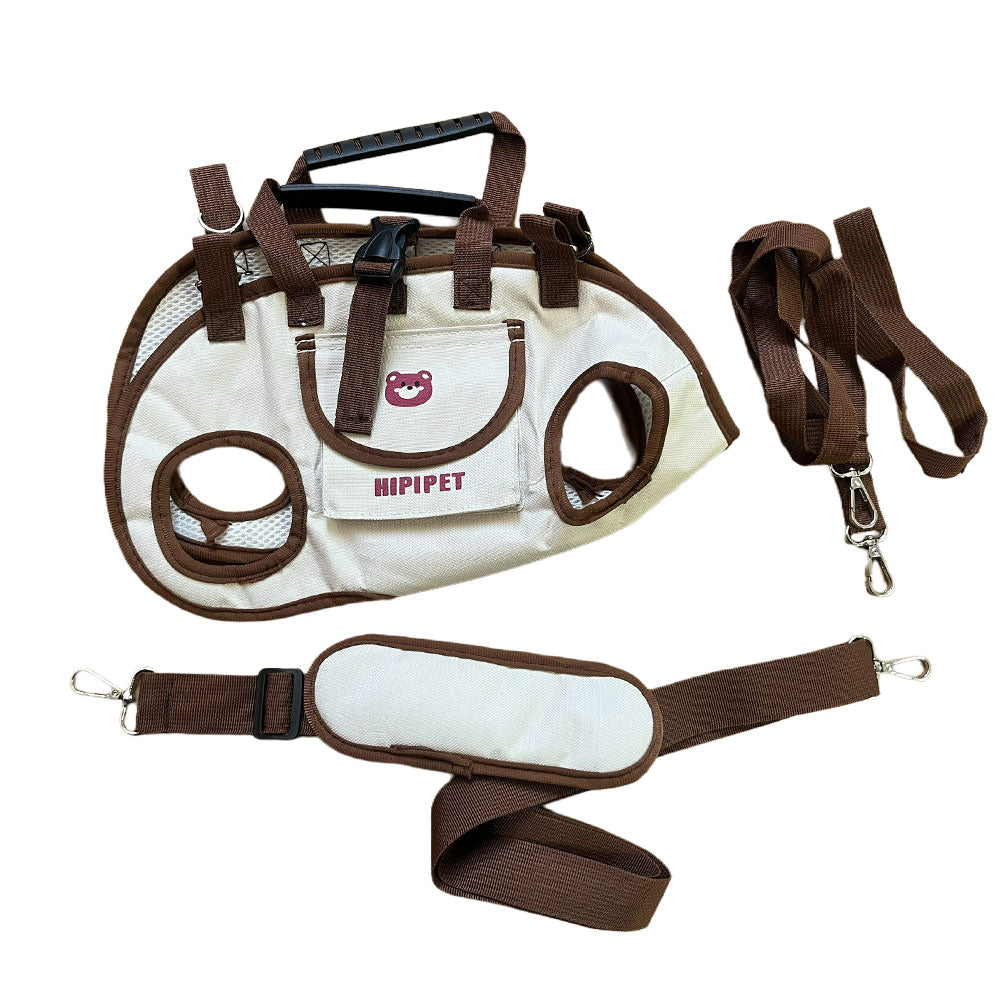 Beige HIPIPET 3-in-1 Dog Carrier Backpack with Leash & Harness  beige   medium