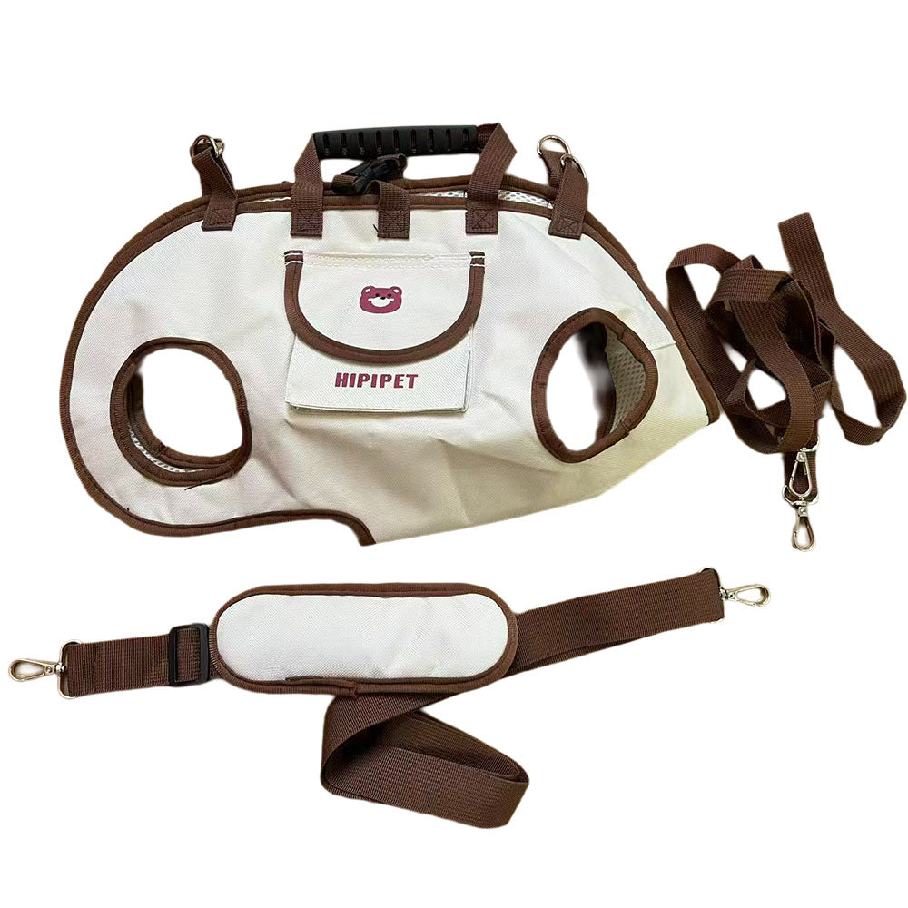 Beige HIPIPET 3-in-1 Dog Carrier Backpack with Leash & Harness  beige   small