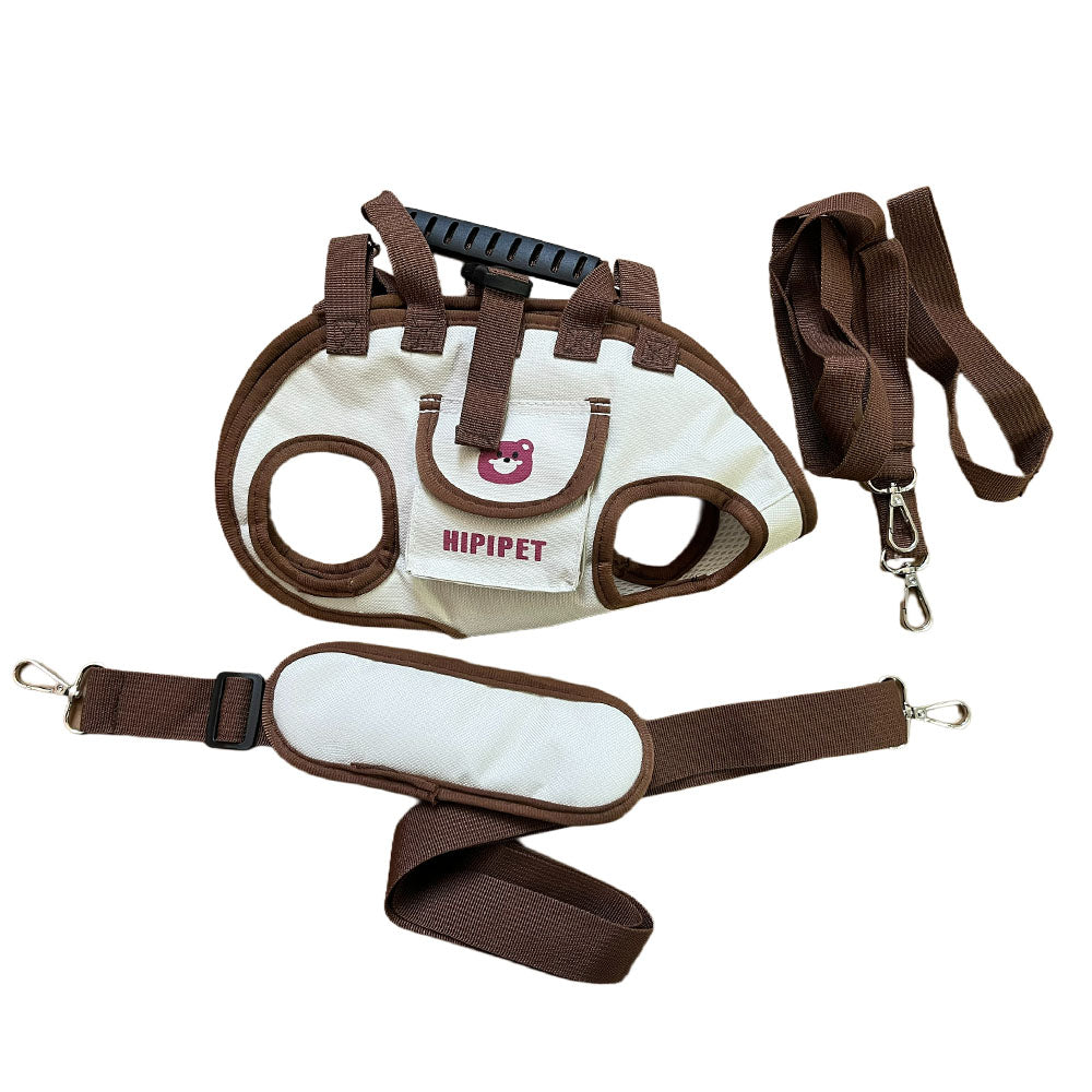 Beige HIPIPET 3-in-1 Dog Carrier Backpack with Leash & Harness  beige  large