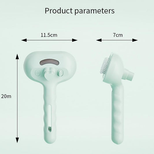 Measurement chart of a handheld cleaning tool with dimensions labeled.