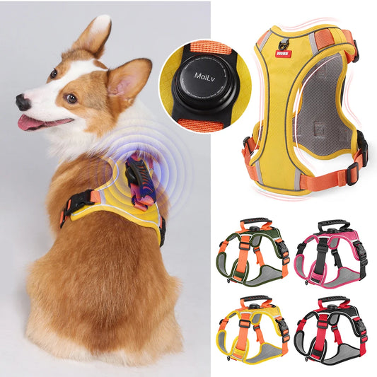 BritishPaw AirTag Dog Harness | Escape-Proof Reflective Safety Vest for UK Dogs