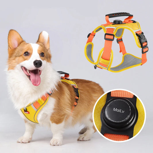 BritishPaw AirTag Dog Harness | Escape-Proof Reflective Safety Vest for UK Dogs