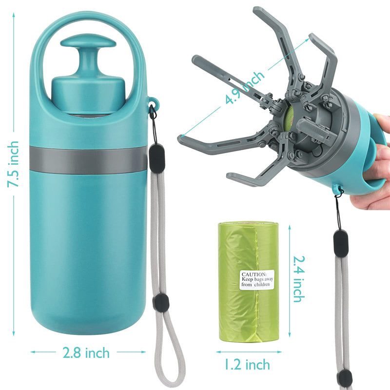 Portable Dog Pooper Scooper with Built-In Bag Dispenser  Hands Free eight Claw Pickup Tool for All Dog Sizes & All Surfaces