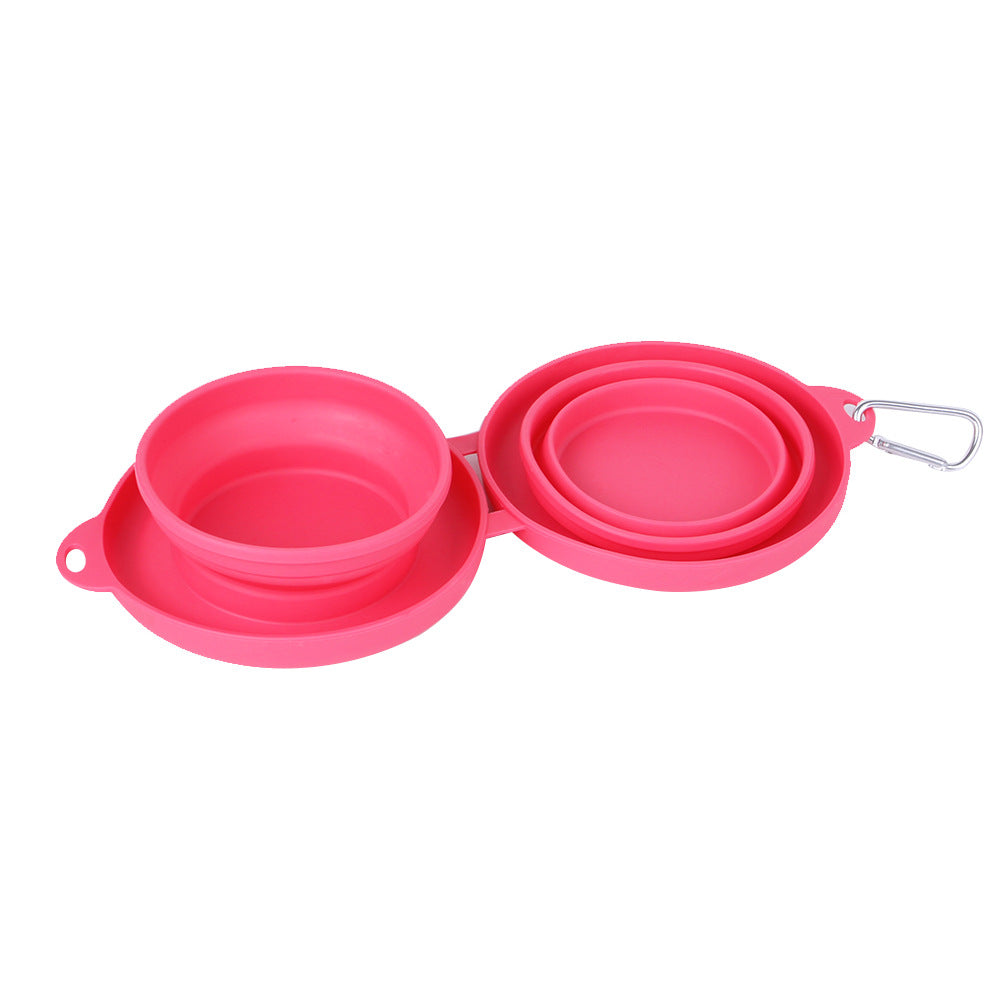 Foldable Double Dog Bowl  Portable Silicone Pet Feeding & Water Bowl Set | Non-Slip Travel Bowl for Dogs & Cats