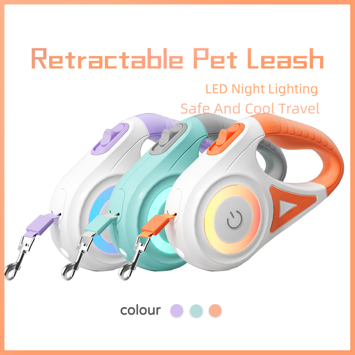 Retractable Dog Leash with Collar  Automatic Extendable Pet Traction Rope with Lock System for Small & Medium Dogs