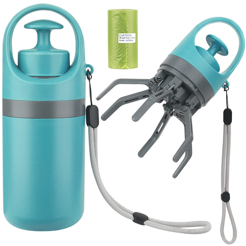 Portable Dog Pooper Scooper with Built-In Bag Dispenser  Hands Free eight Claw Pickup Tool for All Dog Sizes & All Surfaces