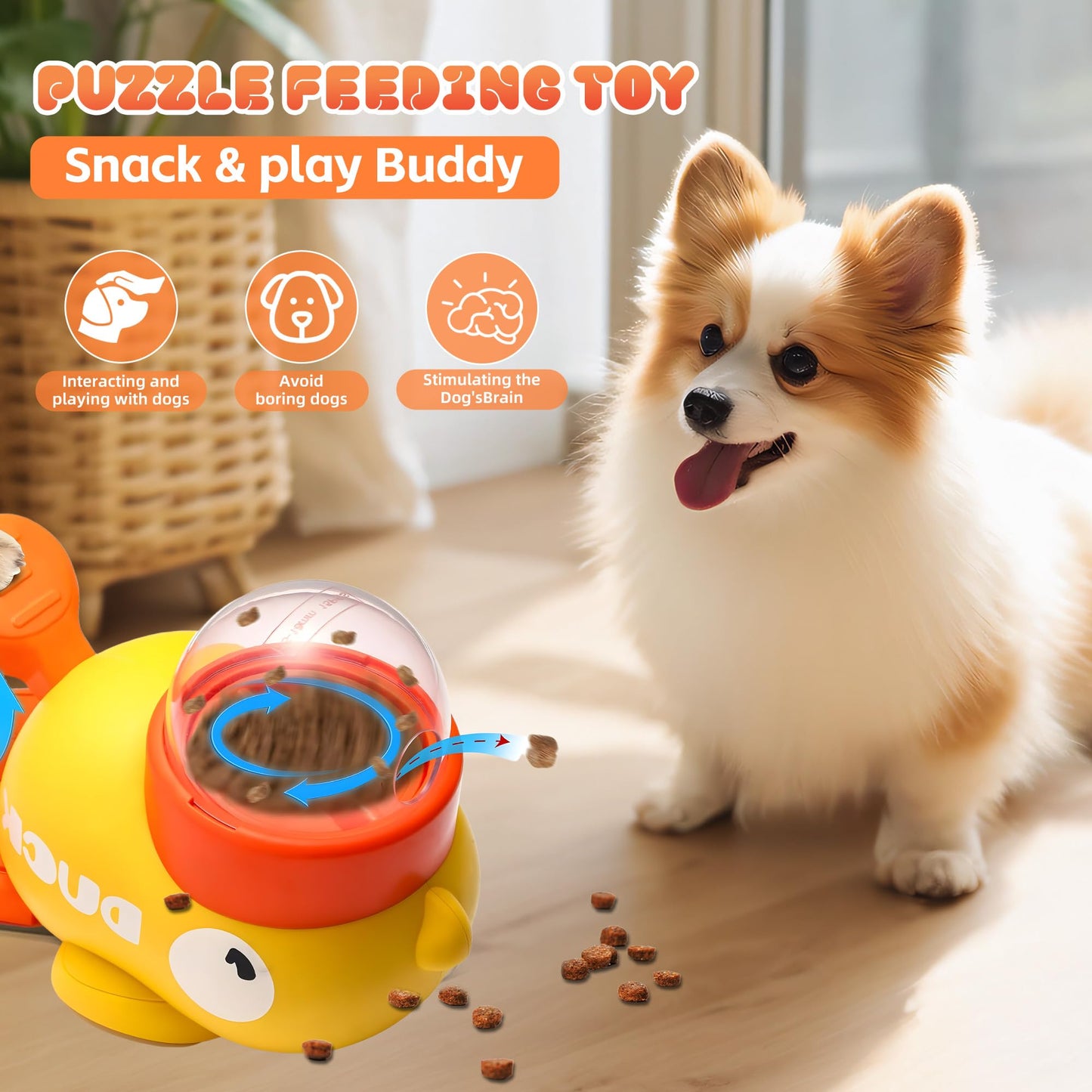 Dog Puzzle Feeder Toy Interactive Slow Feeder Treat Dispenser | Anti-Boredom Training Toy for Dogs (Duck Design)